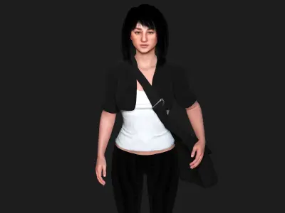 AAA 3D REALISTIC YOUNG GIRL CHARACTER - SCHOOL CASUAL OUTFIT 2 Low-poly 3D model