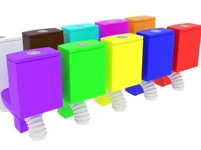 Colored Toilets Set 3D model