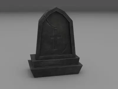 PBR TombStone gravestone with cross Low-poly 3D model