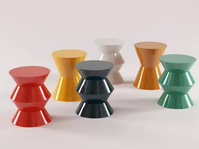 Cezar B five different colored stools 3D model