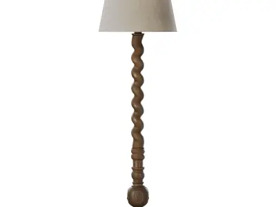 French Twisted Wood Floor Lamp 3D model
