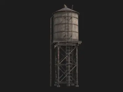 Vintage Water Tower v2 Low-poly 3D model