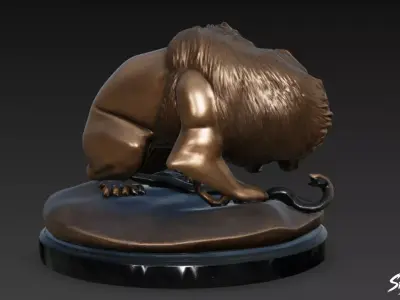 Lion Statue V49 Low-poly 3D model