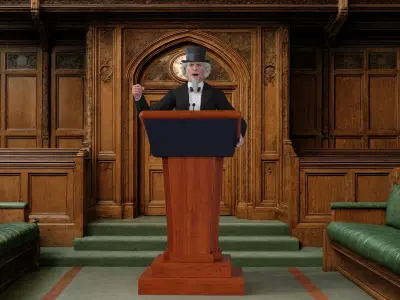  Vintage Politician at Conference Lectern 