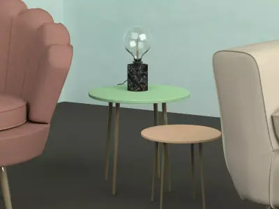 Table Lamp and Two Side Tables 3D model