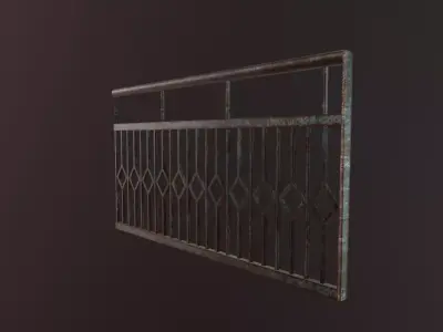 Metal Iron Fence Low-poly 3D model