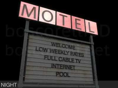 Old Motel Sign Standing Horizontal v2 3D model