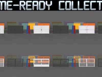 PBR Metal Gate D 3D Model Pack