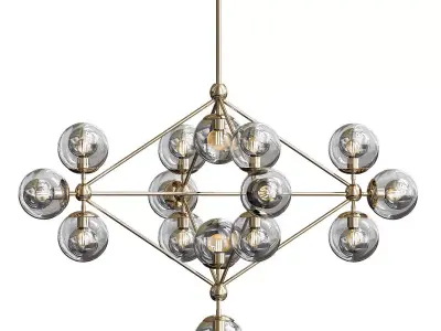 Modo chandelier 15 globes brass clear von Roll Hill 3D model