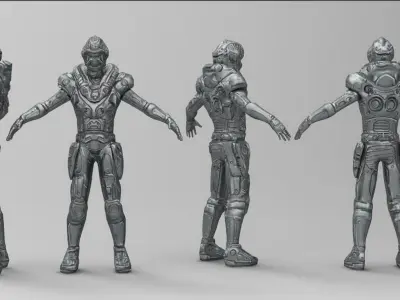 scify male cyborg 3D model
