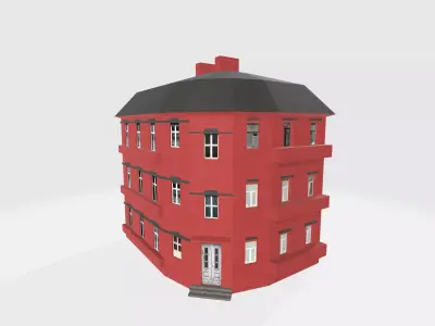 Red townhouse 3D model Free 3D model
