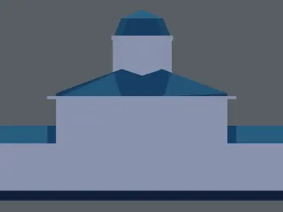 Low polygon town hall city hall building for games or 3D project Free low-poly 3D model