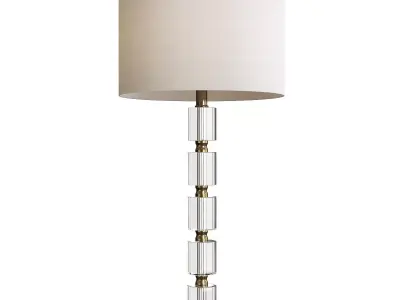 Crystal Bamboo Pole Burlap Shade Table Lamp Low-poly 3D model