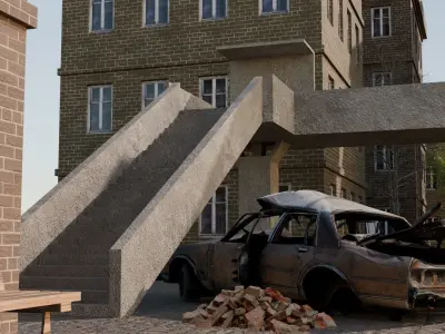 abandoned city scene design 3D model