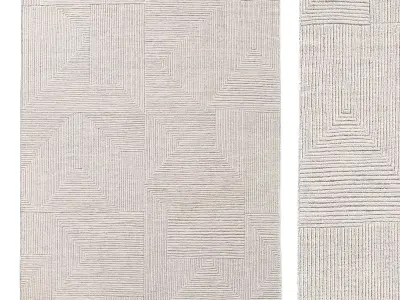 SETTAT HAND-KNOTTED WOOL RUG 3D model