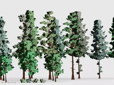ROBLOX Anime Lowpoly Tree Forest Kit Low-poly 3D model