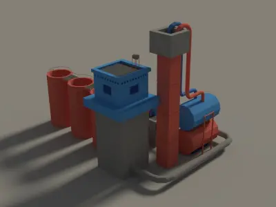 Low Poly Cartoon Factory 3 Low-poly 3D model