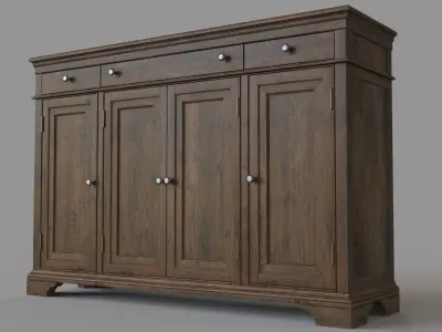 Buffet With Door And Drawer Storage 3D model