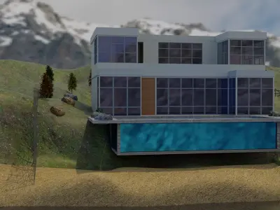 Mountain lake house Free 3D model