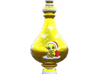 Charming Baby Holiday Golden Bauble 3D PBR Low poly  Low-poly 3D model