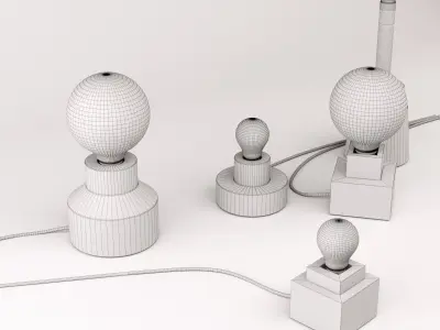 Table lamps set 1 3D model