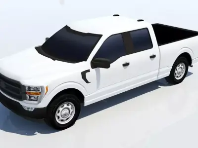 half ton Pickup truck 4 door cab low poly static Low-poly 3D model