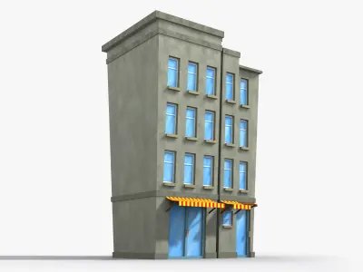 Cartoon Building x23 Low-poly 3D model