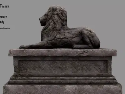 Lion Statue 17 Low-poly 3D model