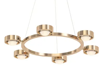 Ottico circular chandelier in brass with six lights 3D model
