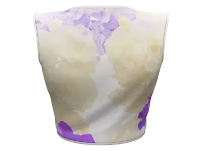 Floral Pattern No Sleeves Round Neck Top Low-poly 3D model