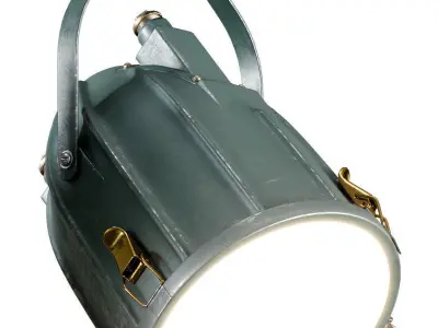 Vintage industrial lamp-searchlight in the form of a bullet 3D model