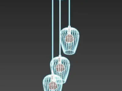 newtown three light cage pendant 3D model