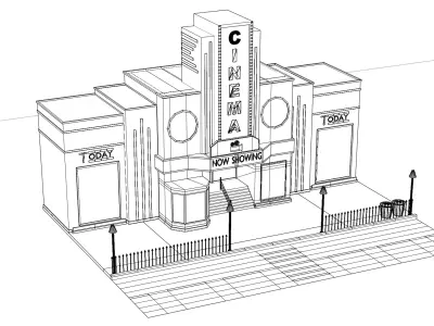 Cinema hall Free low-poly 3D model