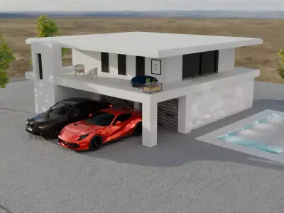Simple modern villa exterior  3D model