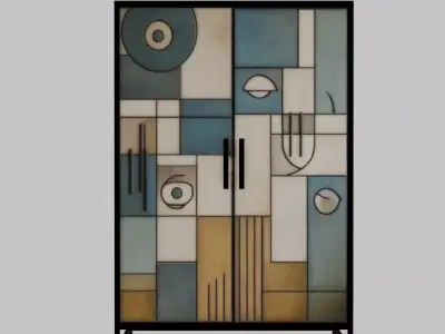 Modern Abstract Blue Wardrobe Low-poly 3D model