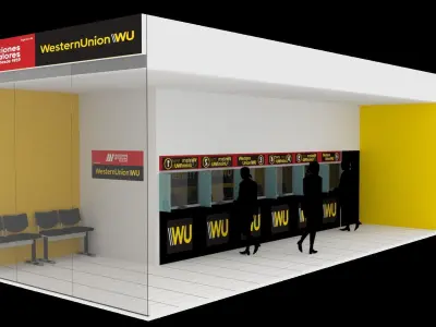 Oficina restaurant with walls and counters Free 3D model