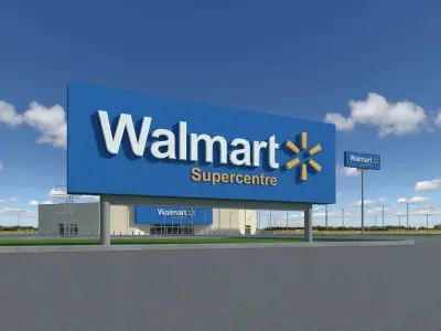 Walmart Supercenter Retail Lot 3D model