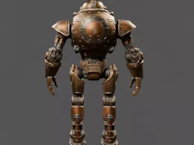 Copper Robot Character 3D Model Low-poly 3D model