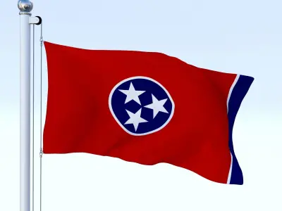 Animated Tennessee Flag Low-poly 3D model