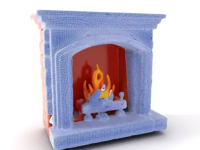 Classic Brick Fireplace Model Pack with Flame Effect Low-poly 3D model