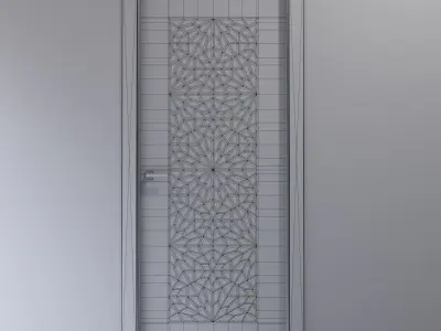 White curly interior door with arabic pattern 3D model