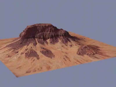 High detail sandstone mountain 3D model