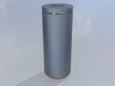 Round metal litter bin with ashtray gray 840x325 Low-poly 3D model