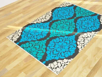 Rug 3D Model oriental Low-poly 3D model