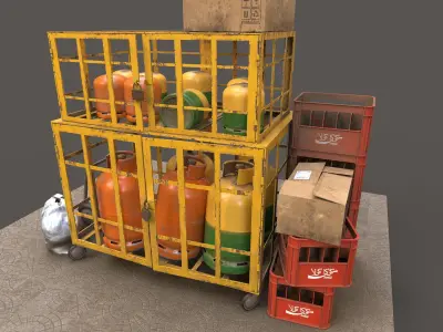3D Gaz Propane Bottle Cage Low-poly 3D model