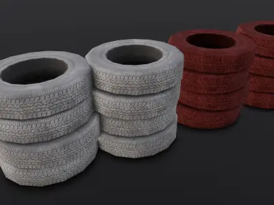 Tire Set 3D Model  Low-poly 3D model