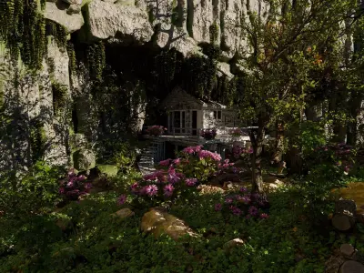 Cabin in woods Scene 3D model