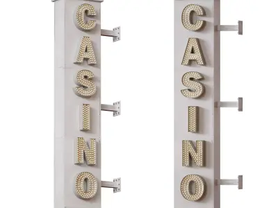 Casino Cinema Advertising Illuminated Sign 3D model