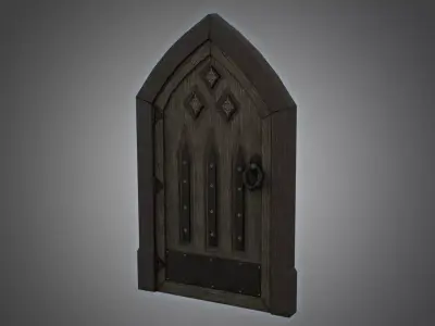 Medieval Door Wooden Panel Door 3D Model Low-poly 3D model