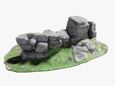 A Rock Formation - Dartmoor Stone Photo-Scan Model - Low-Poly Low-poly 3D model